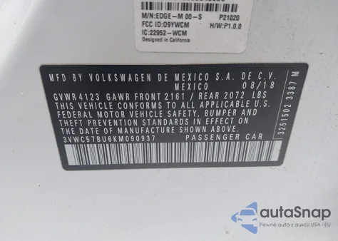 2019 Volkswagen Jetta 1.4T R-Line/1.4T S/1.4T Se из США, поврежденный, VIN 3VWC57BU6KM090937